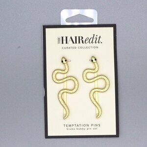 The Hair Edit Temptation Snake Bobby Pin Set Soft Gold NEW